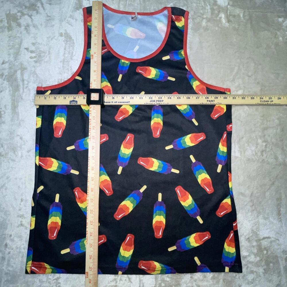 Uzzi Men’s Tank Top Rainbow Pride Flag Sleeveless Fun Top Ice Cream Pattern Sz M - Picture 3 of 9